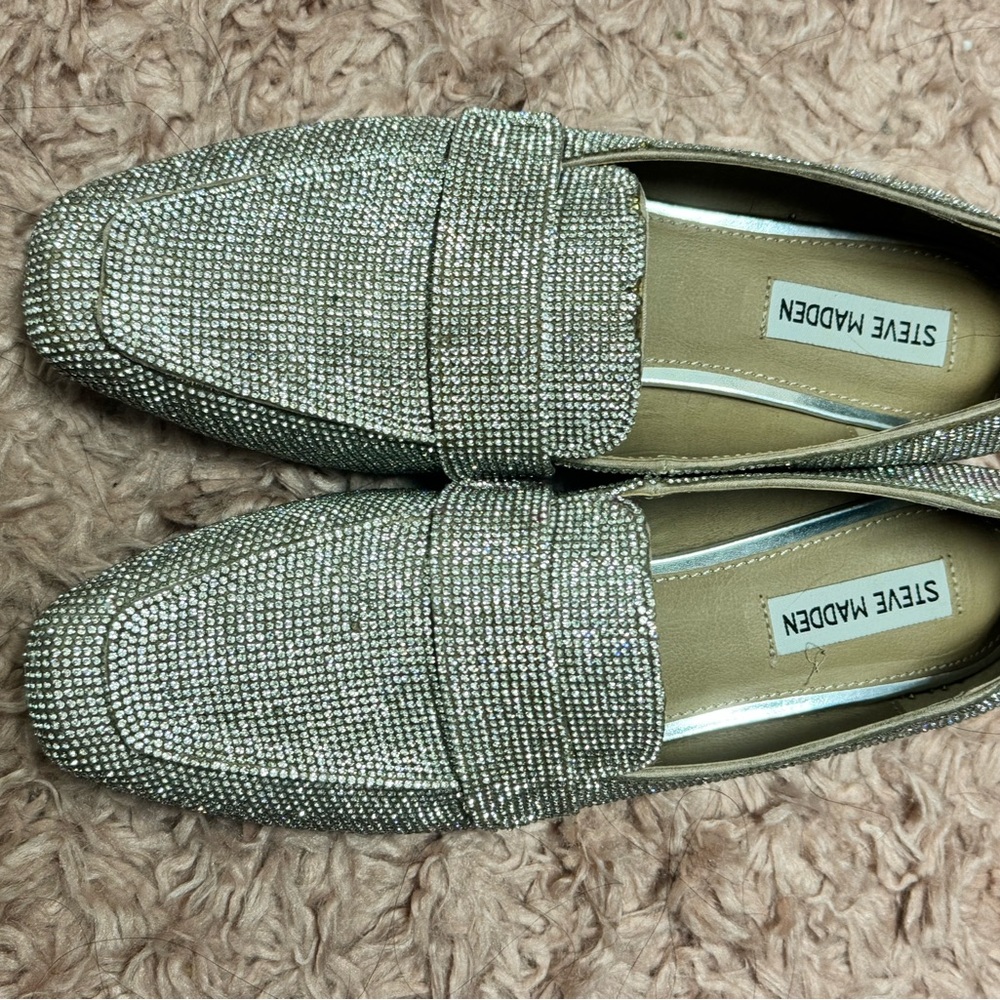 Steve Madden Rhinestone Riski Loafers 10 - Picture 3 of 5